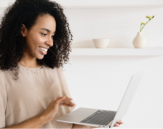 Woman working on laptop